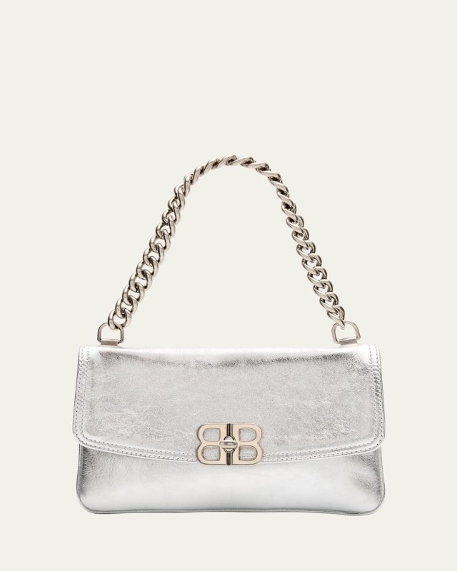 BB Soft Metallic Leather Wallet on Chain